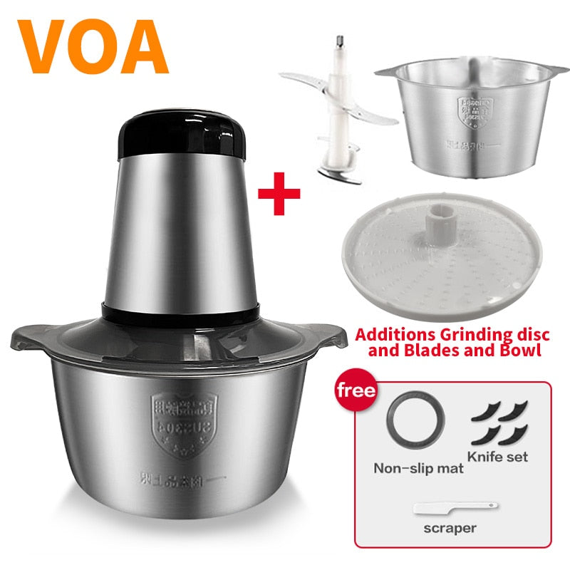 VOA 2 Speeds Electric Stainless Steel Meat Grinder/Mincer Food Processor