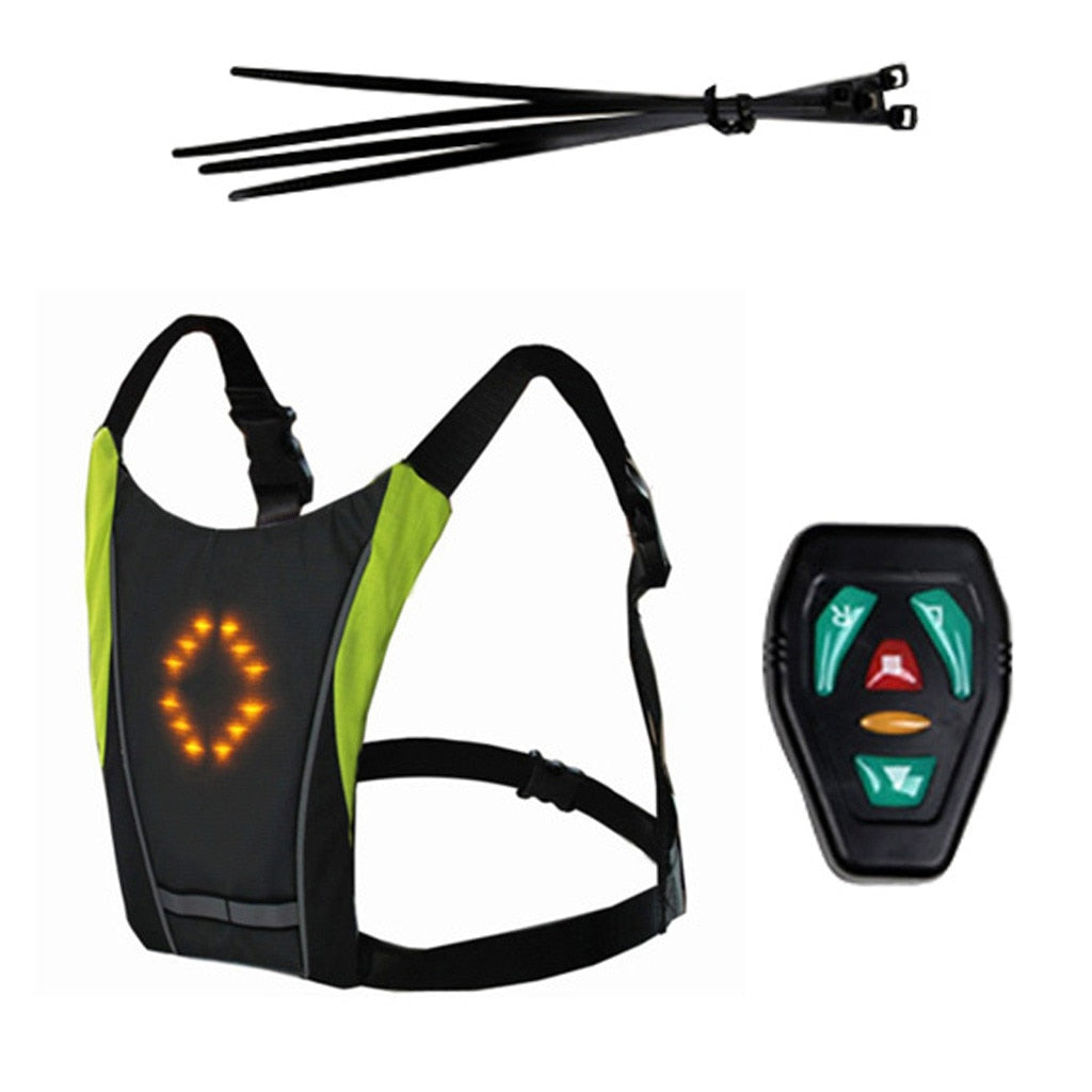 Cycling LED Reflective Vest with Pouch USB Charging Port