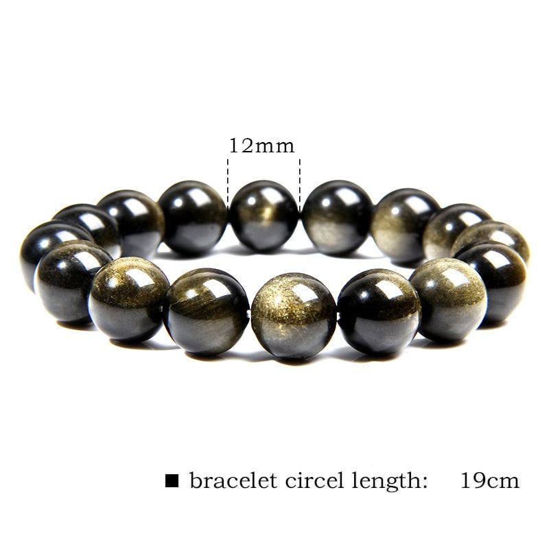 Black Gold Color Obsidian Natural Stone Bracelet