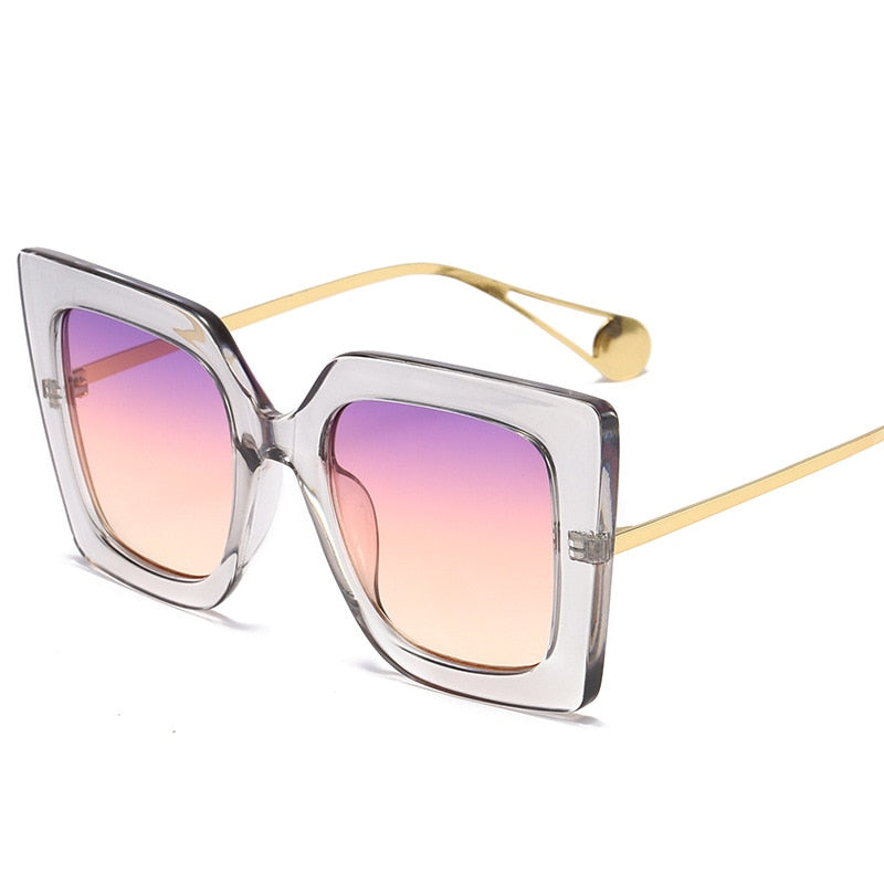 Vintage Transparent Square Cat Eye Sunglasses