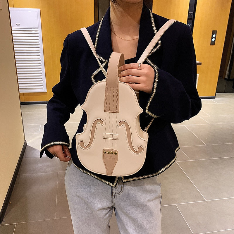 Vintage Violin Design Crossbody Handbag