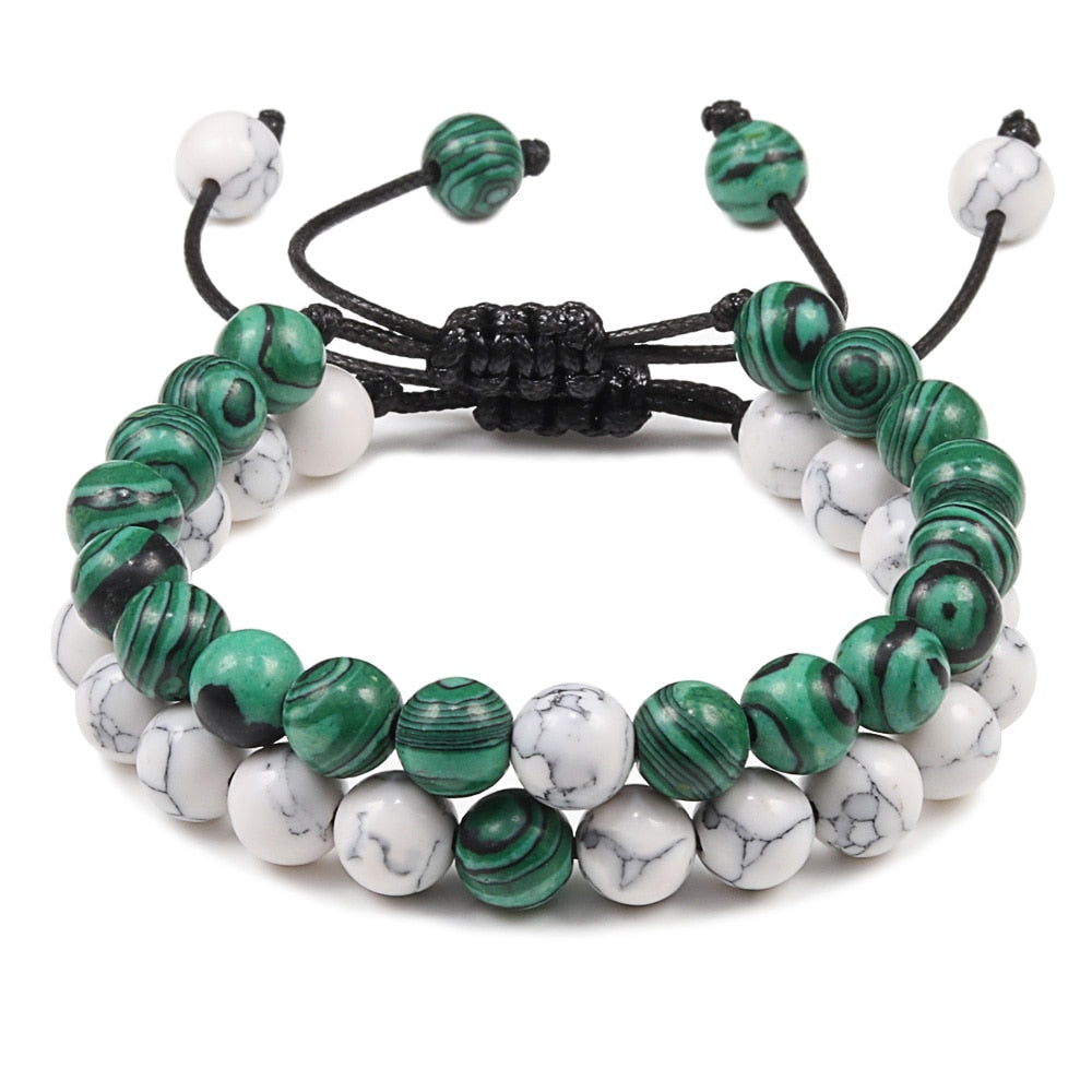 Adjustable 2pcs /set Beads Bracelet (Natural Tiger Eye Stone)