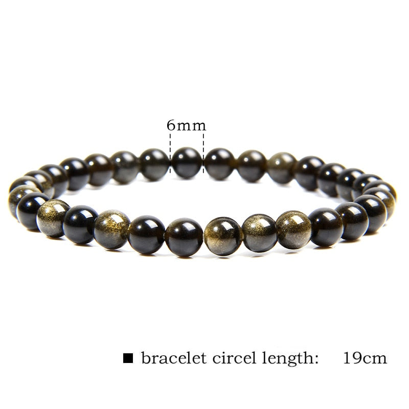 Black Gold Color Obsidian Natural Stone Bracelet