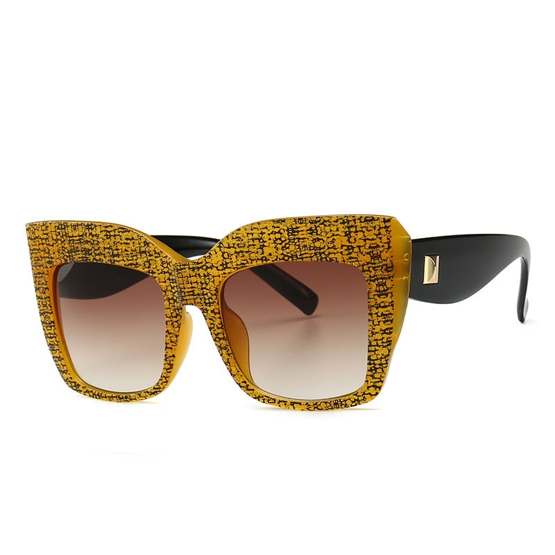 Luxury Brand Design Ladies Oversized Cat Eye Sunglasses