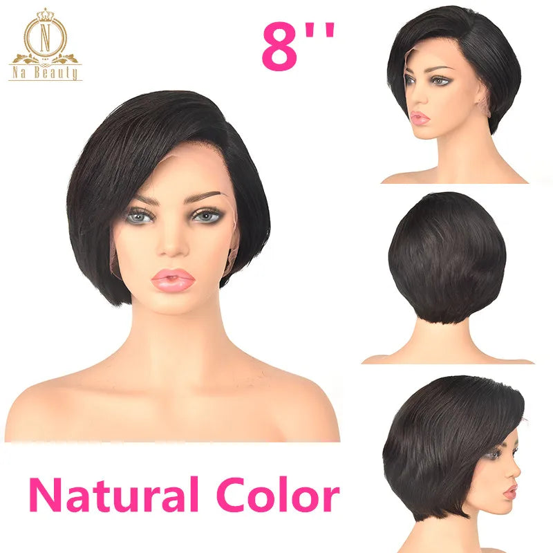 13x4 Lace Front Human Hair Short Bob Wigs Pixie Cut Blonde Ombre Color 360 Lace Frontal Human Hair Wig For Black Women Nabeauty