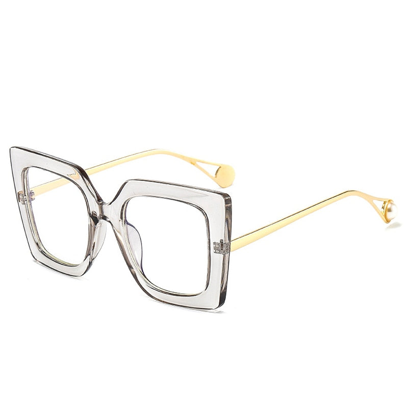 SHAUNA Fashion Venetian Pearl Oversize Square Sunglasses