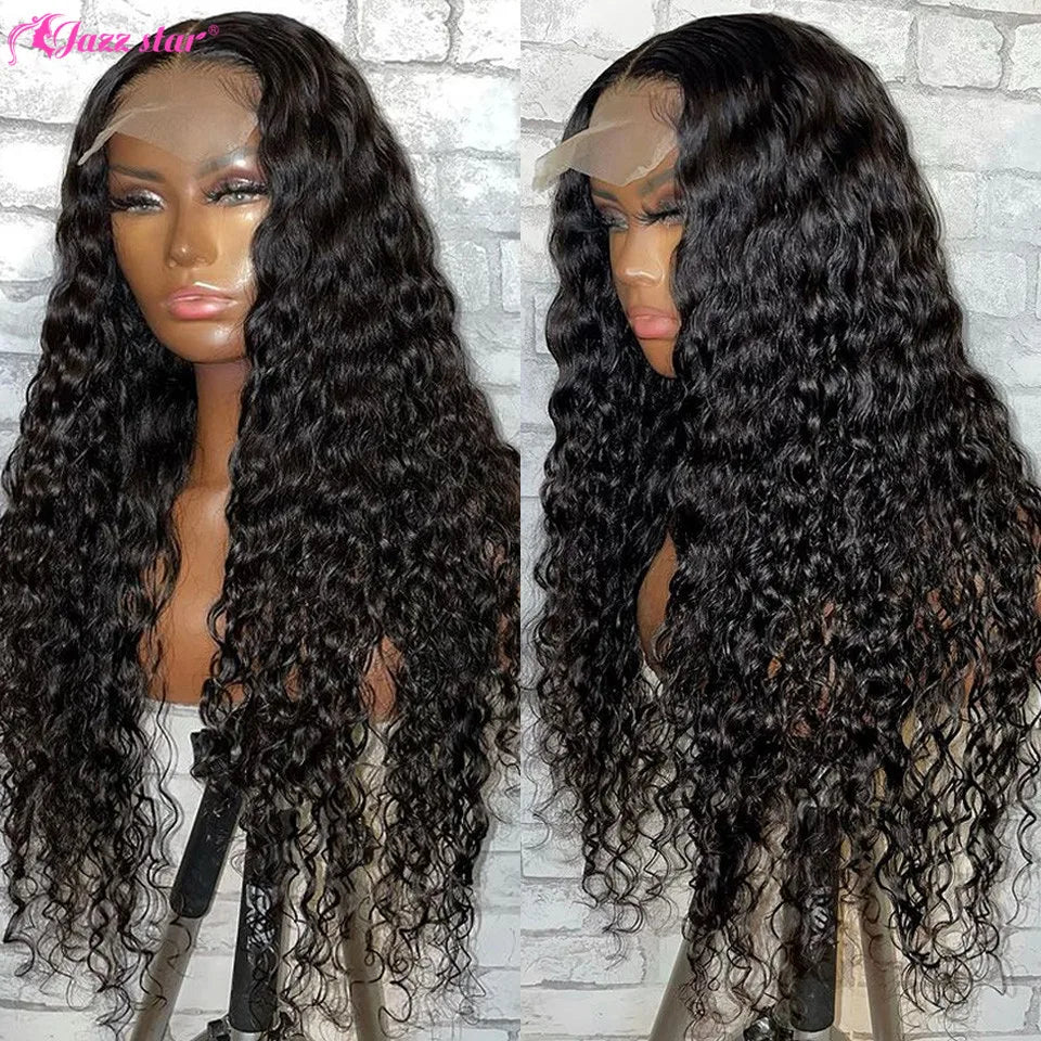Brazilian Water Wave Wig Human Hair Wigs for Women 4*4 Lace Closure Wig With Baby Hair Jazz Star Lace Wig Non-Remy150% Density
