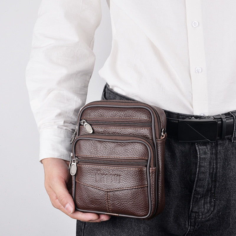 Men's Genuine Leather Crossbody Shoulder Messenger Bag