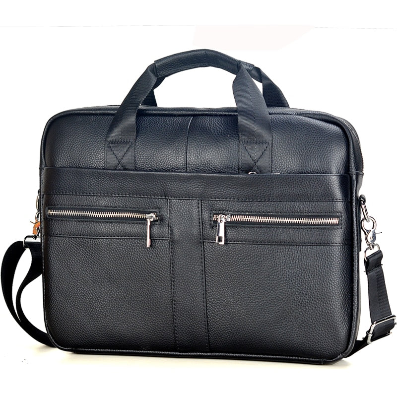 Men Genuine Leather Briefcase Messenger Bag