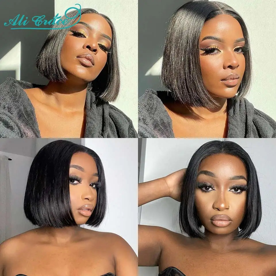 Ali Grace Short Bob Wig 13x4 Lace Front Wigs Malaysia Straight Short Bob Wig 4x4 Lace Closure Remy Human Hair Wigs Pre-plucked