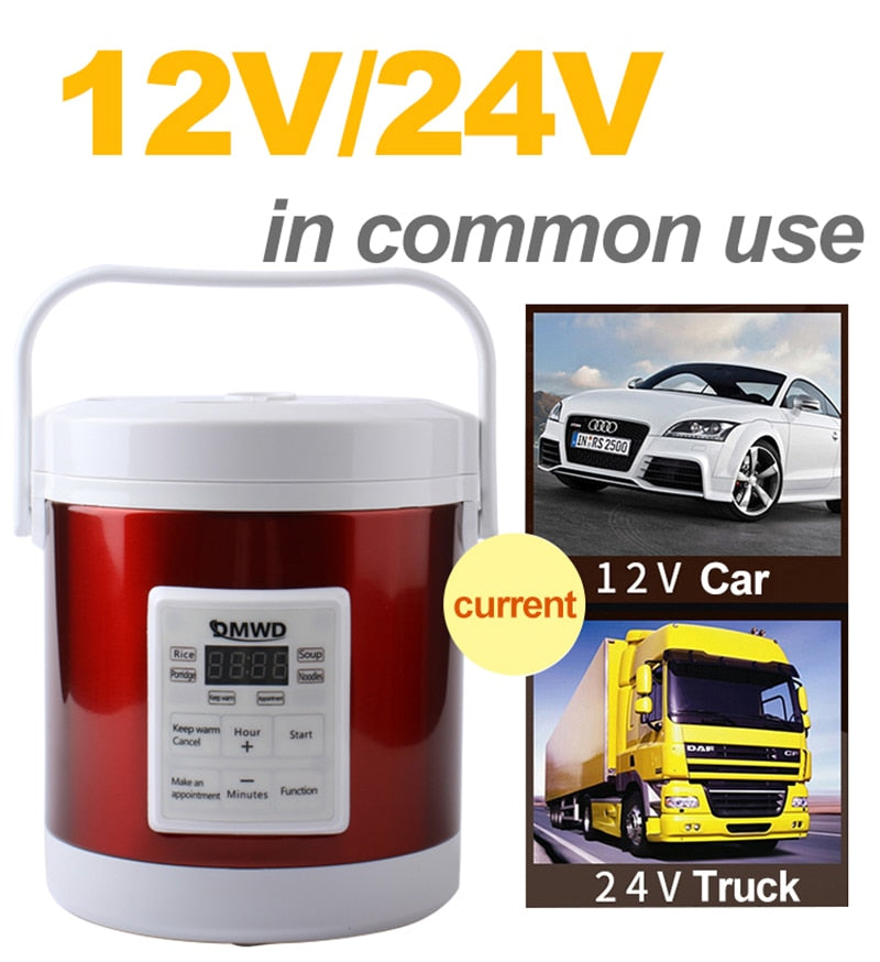 DMWD 12V 24V Mini Rice Cooker (1.6L) for Car and Trucks