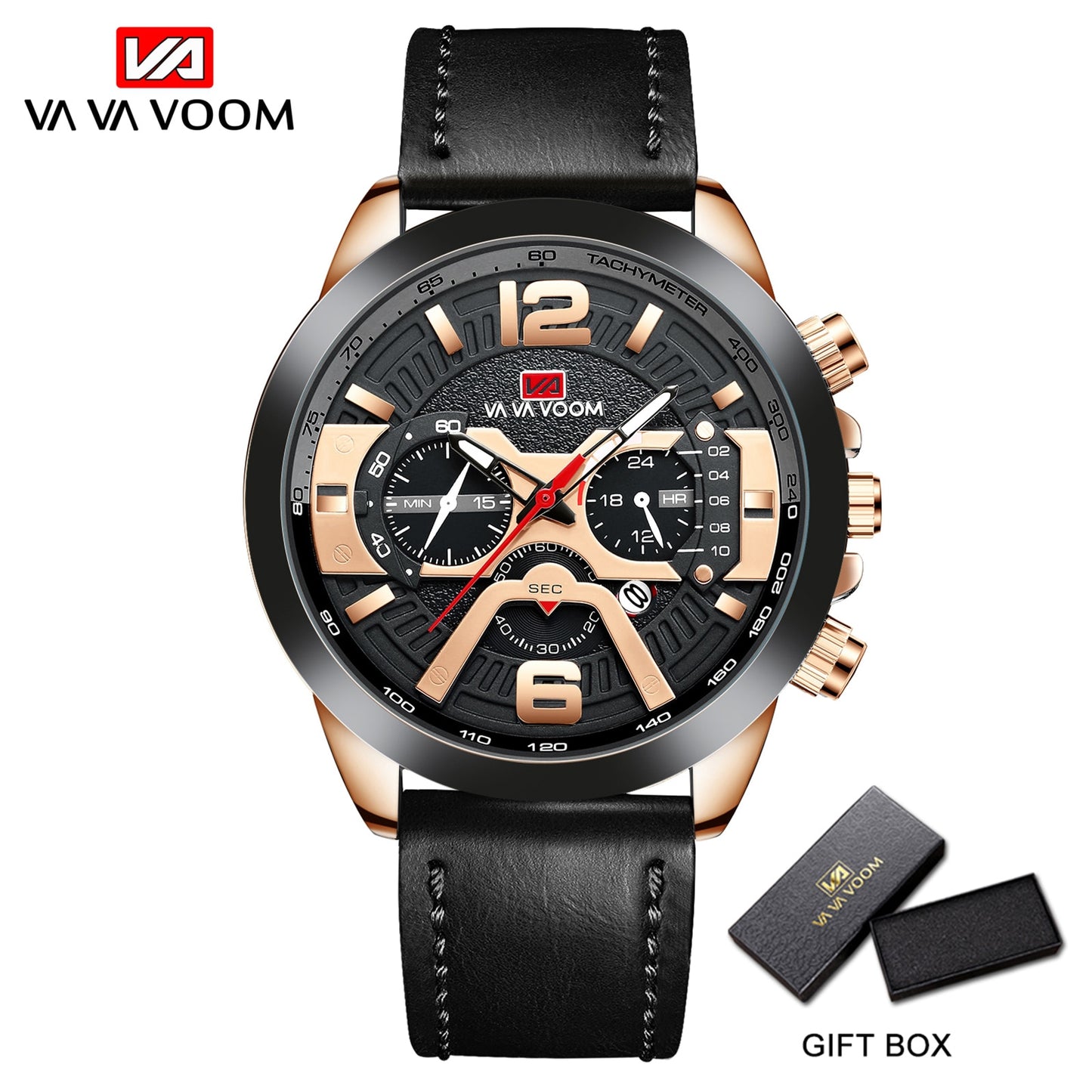 Luxury Men's Sports Waterproof Leisure Leather Wristwatch